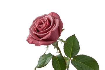 Fototapeta premium Delicate pink rose blooms gracefully, showcasing soft petals and vibrant green foliage.