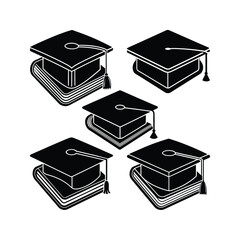 Black and white silhouette graduation cap placed