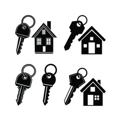 Black and white silhouette house key attached design
