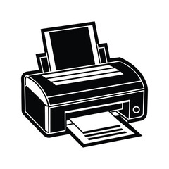 Black and white silhouette office printer victor design