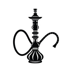 Black and white silhouette traditional hookah or shisha pipe design