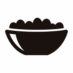 Minimalist black silhouette of a bowl filled with overflowing food