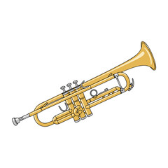 Obraz premium Street musician trumpet in gold color on transparent background, isolated, vector, Mardi Gras 
