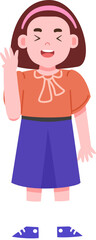 cartoon girl waving illustration