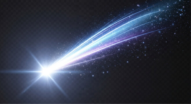 Captivating portrayal of a dynamic light streaking across the darkness, creating a visual symphony of motion and energy, reminiscent of cosmic phenomena. vector illustration overlay