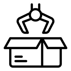 automation robot outline icon for warehouse packaging