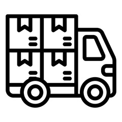 delivery truck outline icon for loaded product transport