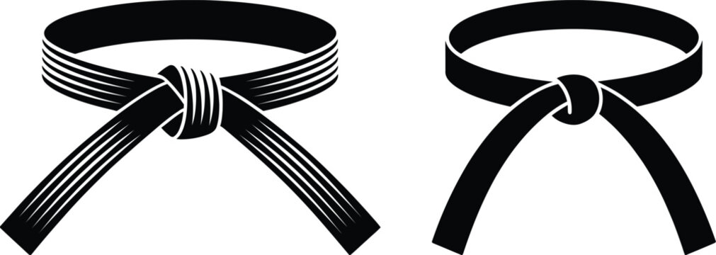 Martial Arts Black Belt Silhouette &ndash; Taekwondo Karate Judo Belt Vector Illustration