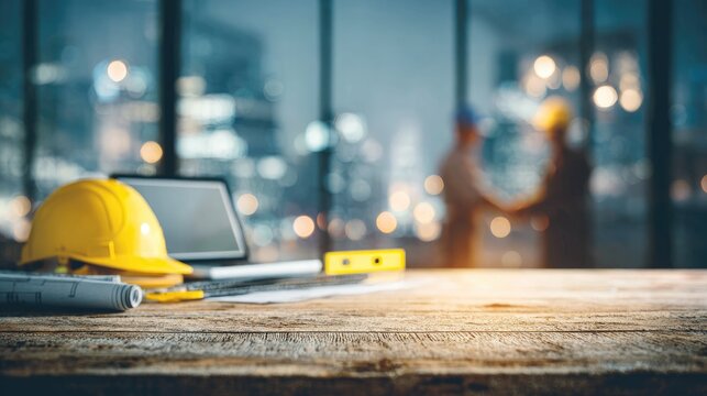 Construction Project Planning Table At Night