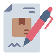 supply contract flat icon for official procurement deal