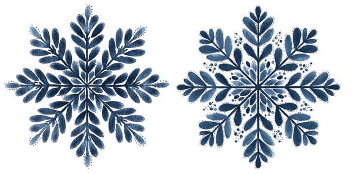 Blue tattoo-style snowflakes with dotwork and mandala design - Powered by Adobe