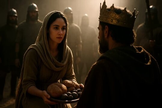 Abigail Faces an Armed King Alone Stopping Rage with a Feast of Peace