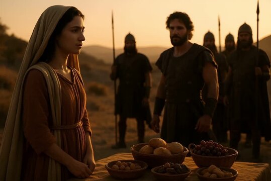 Abigail Faces an Armed King Alone Stopping Rage with a Feast of Peace