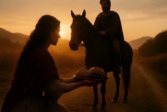 Abigail Faces an Armed King Alone Stopping Rage with a Feast of Peace