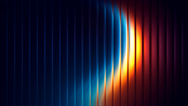 Abstract refracted glass background with vertical lines and gradient color. Modern creative texture with light reflection for web design.