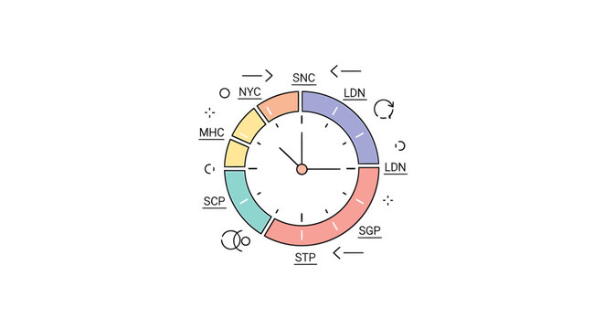 Generated with AI, Vector illustration of a time zone clock for international schedules, imagefx_ri7du8_via_RJ_ImageFX_Auto