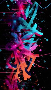 Trendy Grunge Splash graffiti brush lines Neon Colors overlay or background. High quality 4k footage
