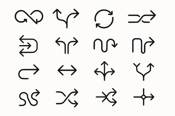 Arrow symbols showing directional flow and navigation paths in grid layout