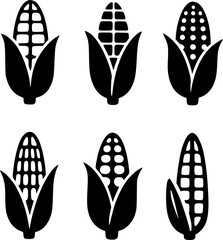 Vector illustration, silhouette of 4 Corn