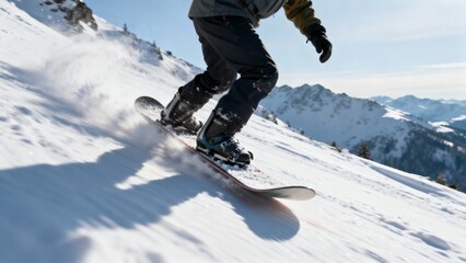 Experience the wild intensity of a rider tackling a winter mountain run