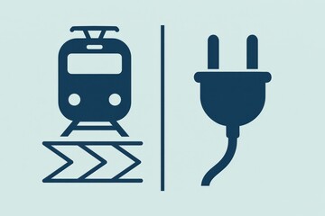Obraz premium Electric train juxtaposed with a charging plug highlighting the synergy of public transportation and sustainable energy solutions in modern urban infrastructure