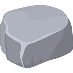 Gray Stone Rock with Natural Texture and Subtle Shadow Detail Isolated on Transparent Background