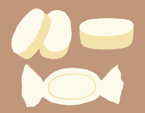 Traditional Spanish sweet polvoron. Simple hand-drawn flat design of festive shortbread. Perfect for cultural, culinary, and festive projects