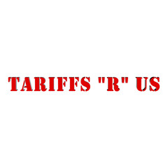 tariffs "R" us 3d text - red and gold