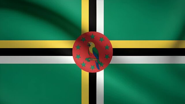 Dominica flag proudly waving, showcasing national pride with vibrant colors and iconic parrot symbol, perfect for patriotic displays.