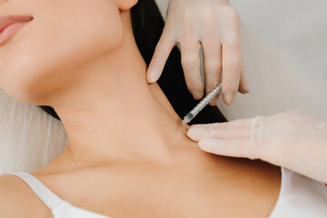 Botulinum toxin injection into the platysma relaxes neck bands. Non-invasive platysma botulinum...