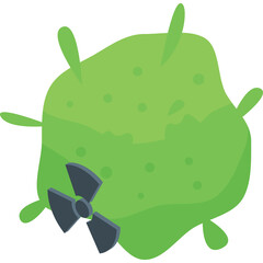 Green Irregular Shape with Spikes and Radioactive Symbol Isolated on Transparent Background Illustrating Hazard or Contamination Concept