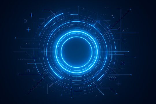 Abstract Tech Circle with Glowing Blue Elements for Modern User Interface Design