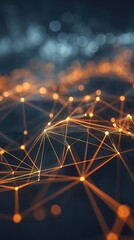 Abstract Network Design With Glowing Orange Lines