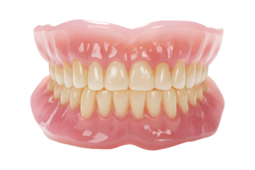 Realistic full set of dentures showcasing healthy, bright smiles for a confident appearance and improved quality of life.