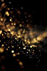 Captivating Symphony of Golden Particles Adorning a Dark Background with a Magical Glow Effect Creating a Stunning Visual Experience