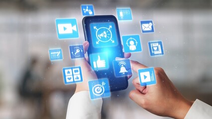 Content marketing interface with data dashboards, analytics charts, and content tools. Marketing...