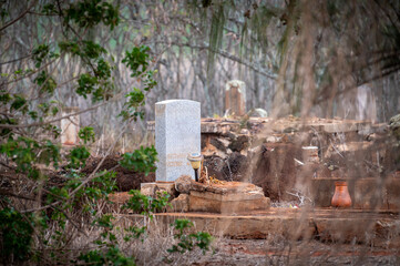 Up on a hill beyond Glass Beach is a cemetery that dates back to the 19th century. Kauai, HI. A burial ground for workers at one of Hawai'i's largest sugarcane producers that laid buried for decades. 
