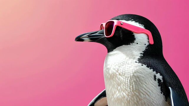 Cool Penguin in Sunglasses: A charming penguin sports stylish sunglasses against a vivid background, exuding an air of fun and a bit of attitude.