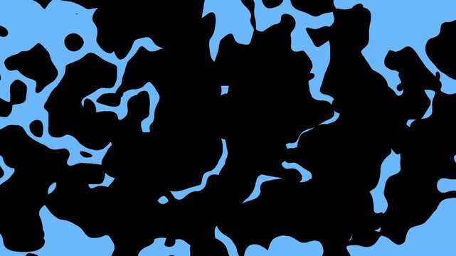 An abstract background of morphing blue and black liquid. A seamless, looping, cartoon-style animation perfect for VJ loops, transitions, or camo patterns.