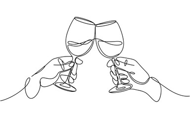 two hands clinking wine glasses together, symbolizing celebration, friendship, and special occasions.