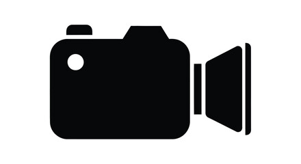 Obraz premium Simple black silhouette of a classic digital camera design element