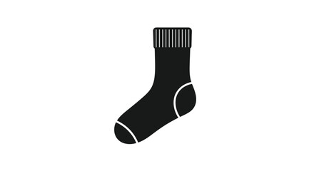 Simple black and white illustration of a single knitted sock design