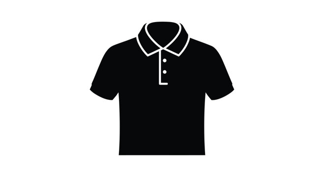 Simple black and white illustration of a short sleeved polo shirt