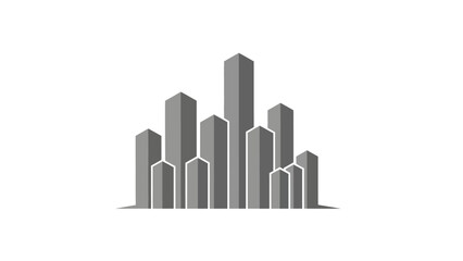 Fototapeta premium Stylized grayscale illustration featuring geometric buildings. Modern minimalist design