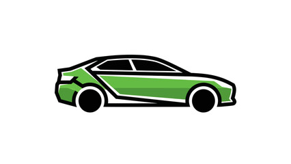 Naklejka premium A stylized illustration of a modern car in a side view, featuring a green body and black accents