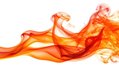 Ethereal orange and red smoke swirls against a stark black backdrop, evoking a sense of warmth and dynamic energy