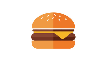 A simple illustration of a hamburger, showing layers of bun, patty, cheese, and base bun