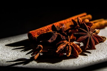 Closeup Cinnamon Sticks And Star Anise Spices
