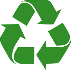 Obraz premium Recycling symbol sketch, hand drawn green arrows forming triangle loop — stock vector