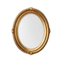 Obraz premium Golden oval frame ornate and blank, with intricate details, against a contrasting black backdrop, creating a stark contrast
